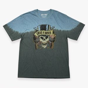 Guns N Roses Blue Dip Dye Graphic Tee Skull Pistols Cotton Size L